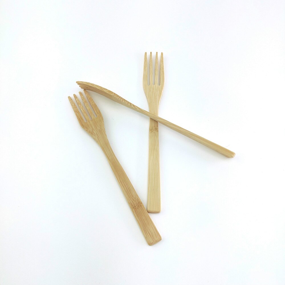 Garfo de madeira natural, talheres de bambu