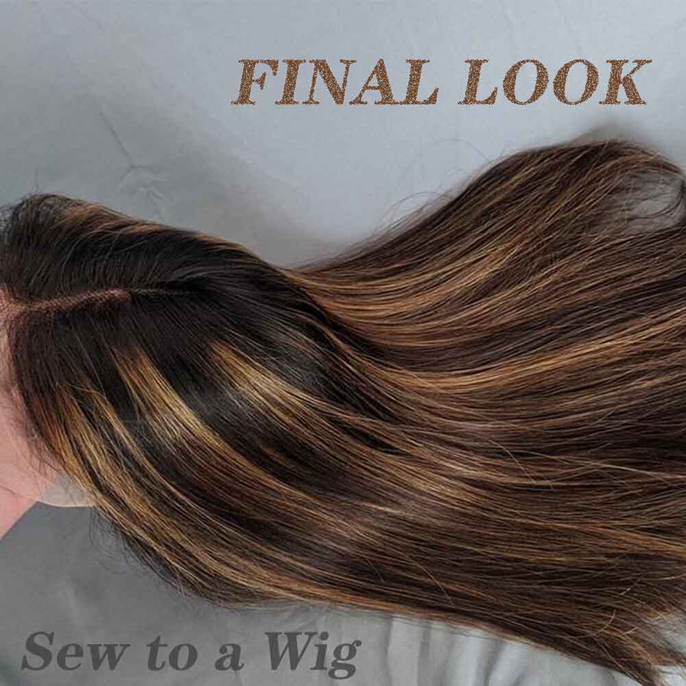 Tissage synthétique lisse SOKU Yaki avec petite fermeture en dentelle, lot de 6 extensions brunes de 14 à 18 pouces