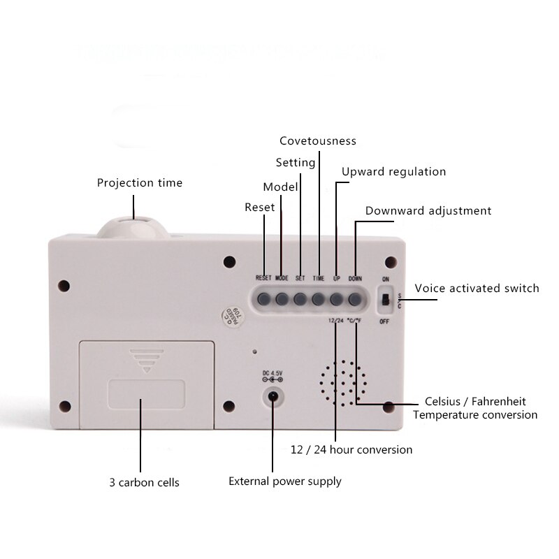 Digitale Sveglia Della Proiezione Soffitto orologio Schermo LCD posticipare scrivania Orologio Da Tavolo Temperatura Termometro Complementi Arredo Casa tempo Proiettore