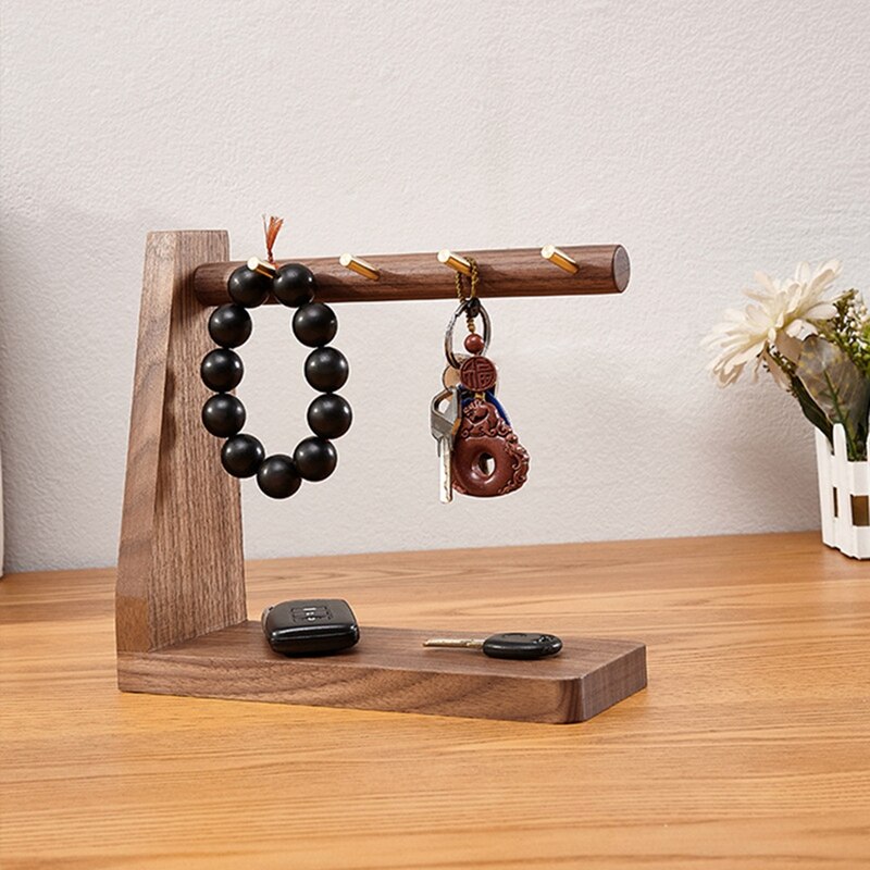 Key Holder Jewelry Storage Display Stand Solid Wood Key Holder Key Holder Black Walnut Storage Artifact