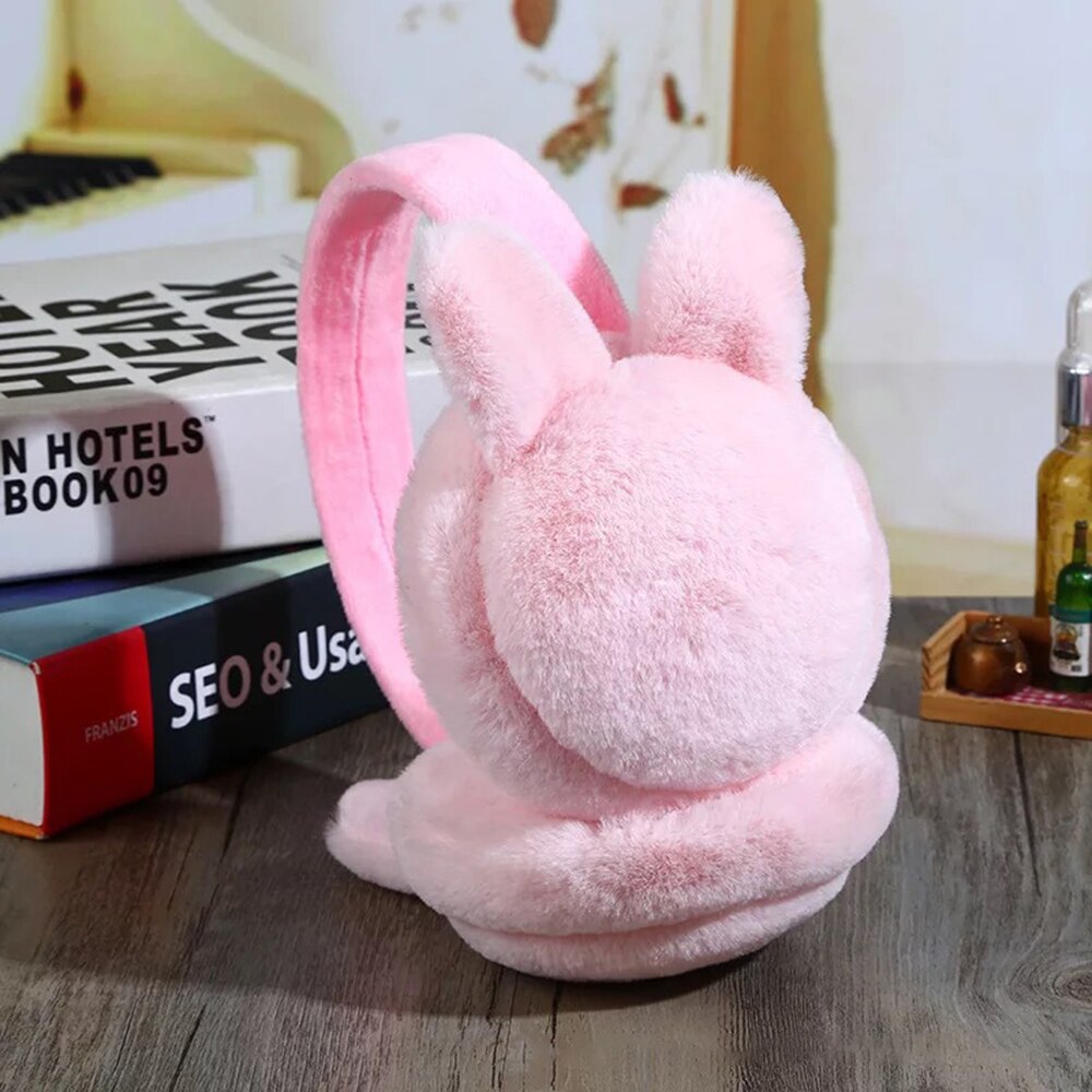 Protège-oreilles de lapin pliants pour enfants, élégants et créatifs, chauds, à la , pour fille et enfant: Pink