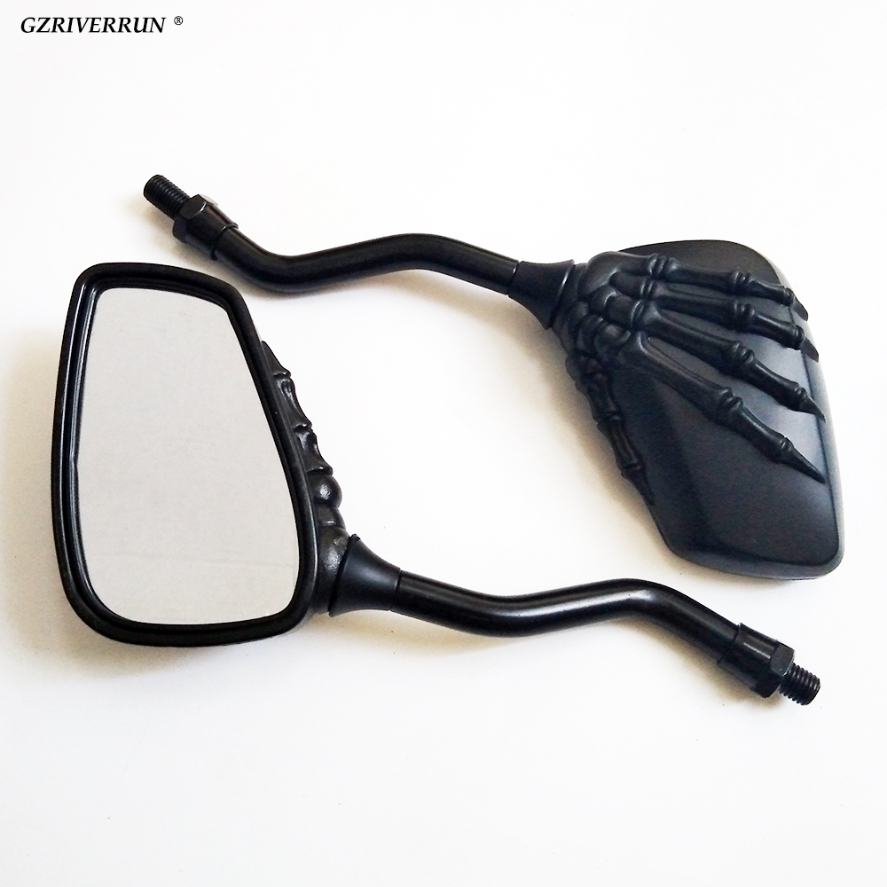 Rétroviseur de moto, accessoires de Scooter électrique, paire de main de crâne 10mm 8mm noir personnalisé squelette griffe guidon vue arrière Scooter électrique