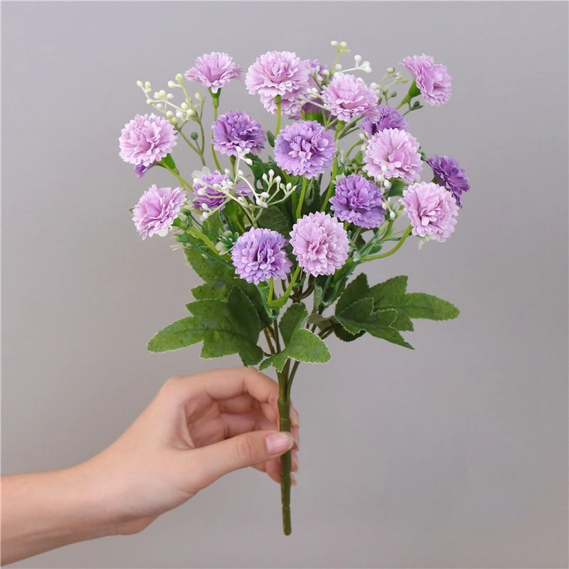 Fleurs artificielles violettes pivoines, 1 Bouquet, fausses roses d'automne en soie pour bricolage, décoration de salon, jardin de maison, mariage