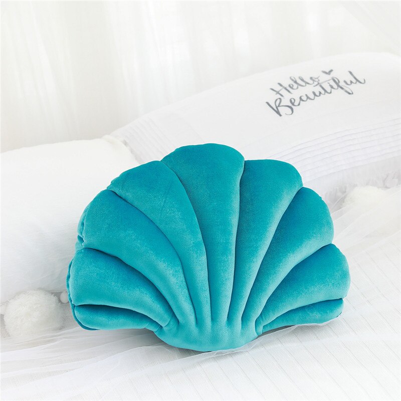 Schelp fluwelen rug schelp gevuld pluche kussen thuis thuis bed bank kussen decoratie pluchen speelgoed: Meergroen