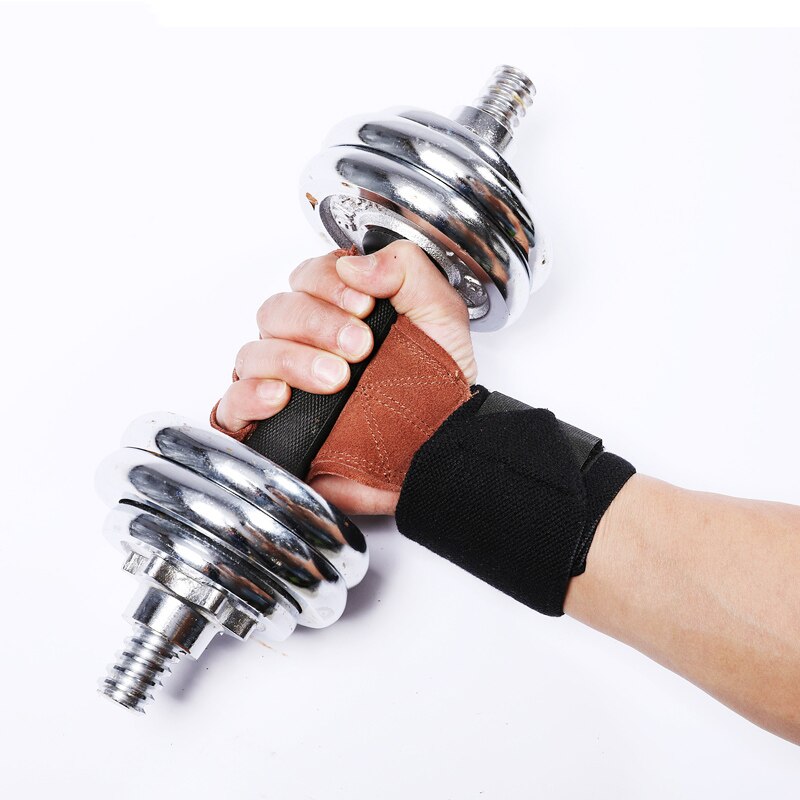Leather Weight Lifting Gloves with Wrist Wraps Hand Grips for Palm Protection Crossfit Weightlifting Powerlifting Fitness Glove