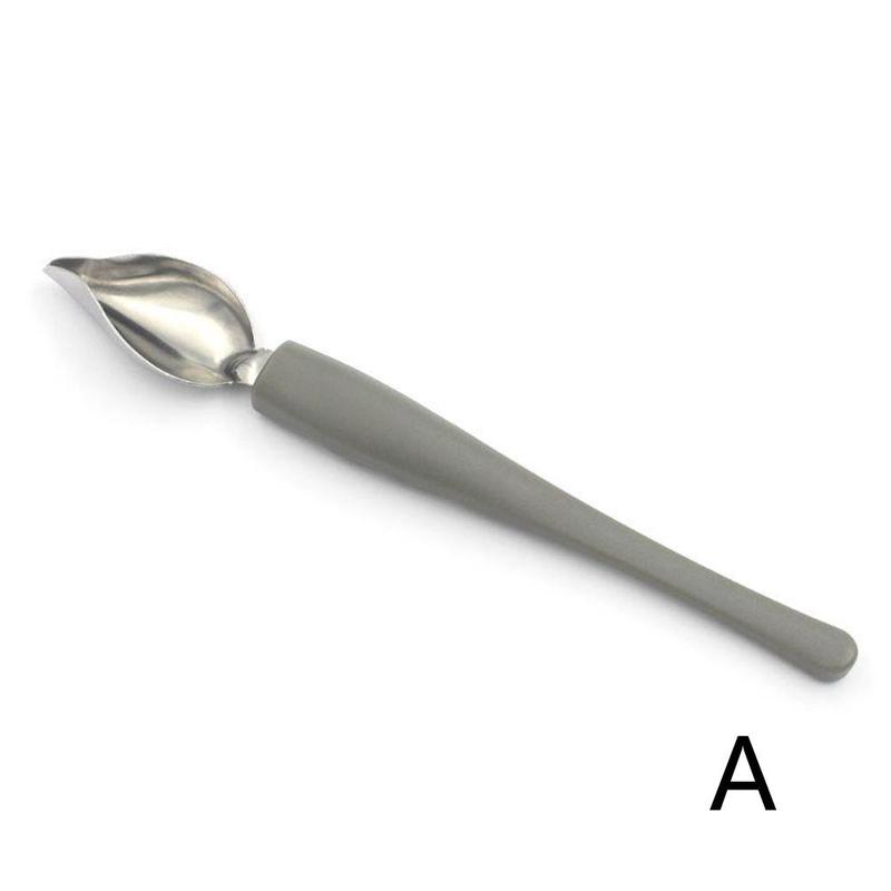 Cuchara de acero para pintar salsa, utensilios de cocina de boca afilada, bolígrafo de comida occidental, cuchara para postre, decoración: A