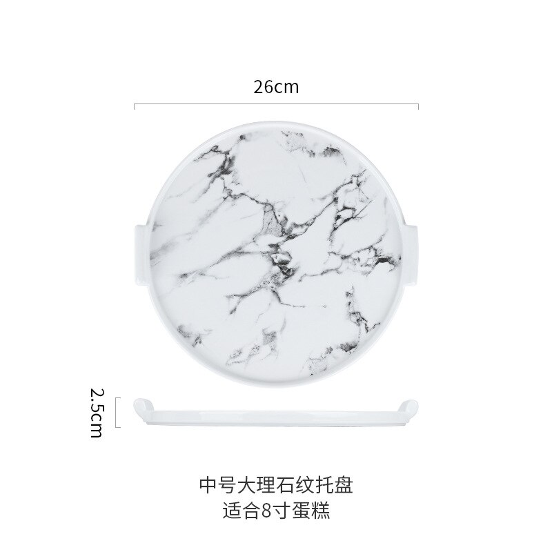 Style européen gâteau plat verre céramique exposition plateau cache-poussière essai plaque décoration créative Dessert Table décoration:  Accessories  Medium Stone Dual Handle Ceramic Dish
