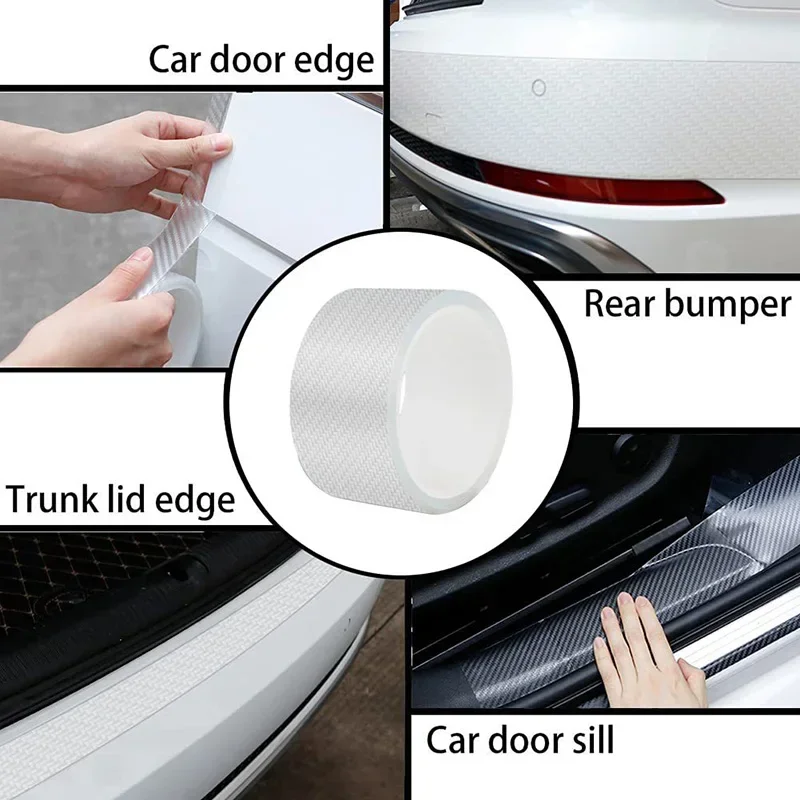 Transparent Carbon Fiber Car Threshold Portector Moulding Strip Trim Bumper Strip Door Sill Film Anti Scratch Guards Car Sticker