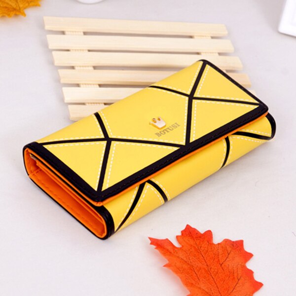 Marka markowa skóra ekologiczna portfele damskie geometria długa standardowa torebka damska torebka moda portfel z saszetką na karty gorący Carteira: żółty