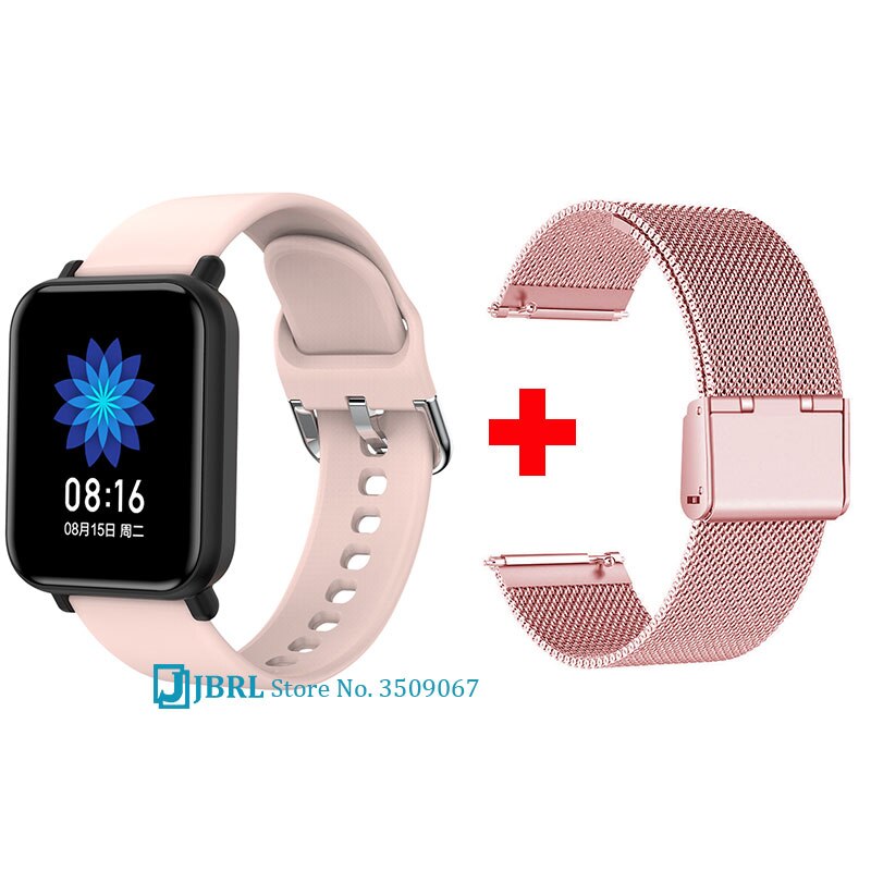 Melhor banda inteligente dos homens das mulheres pulseira inteligente rastreador de fitness para android ios smartband moda toque completo pulseira de pulso inteligente banda: pink add strap 8