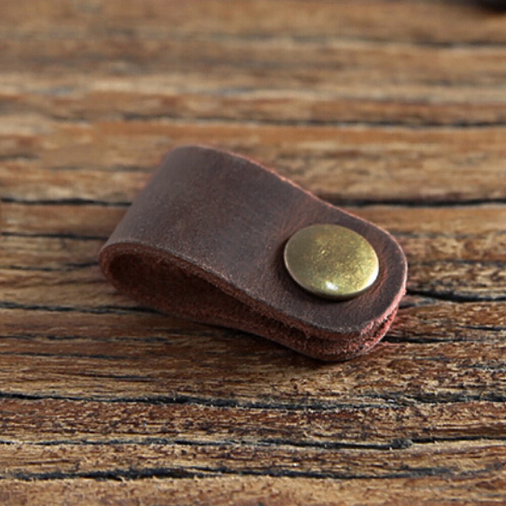 Enrouleur de fil d'écouteur en cuir, 1 pièce, organisateur de fil d'écouteur, câble USB, Clips de rangement de fil, souris, organisateur de gestion de fil: Dark brown