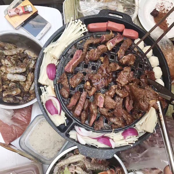 Korean barbecue BBQ grilled chicken cake pan core replacement carbon fire grill meat griddle plate thickening bakeware 26.5cm