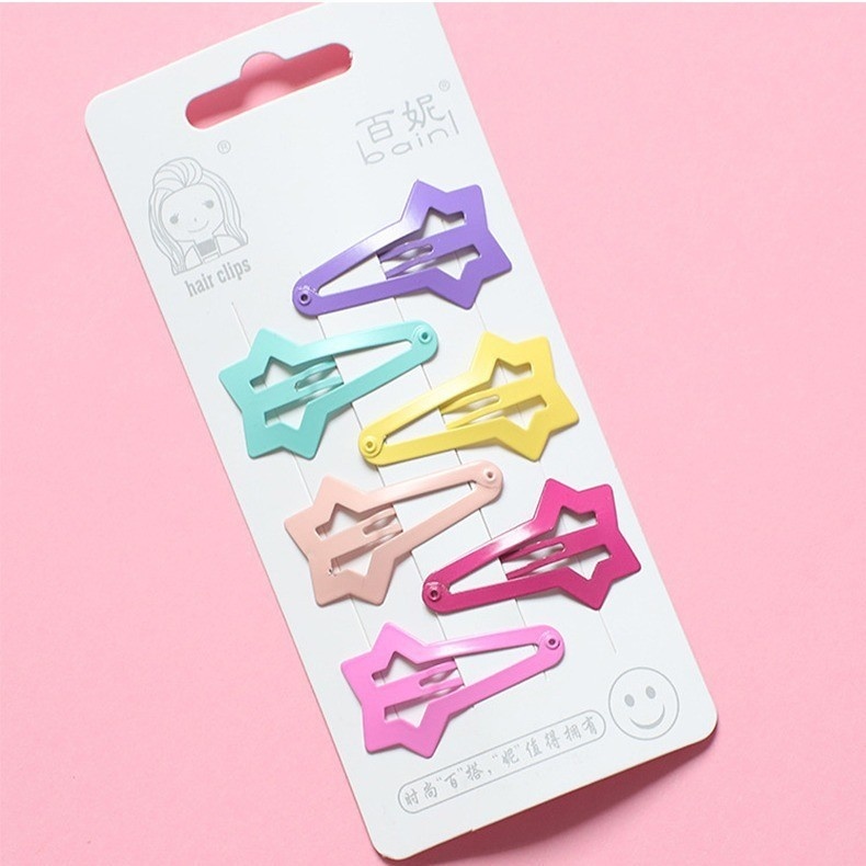 6PCS/LOT Candy Color Hairpins Girly Pink Love Heart Star Baby Girls Headwear Women Children Hair Accessories Hair Clips For: 5