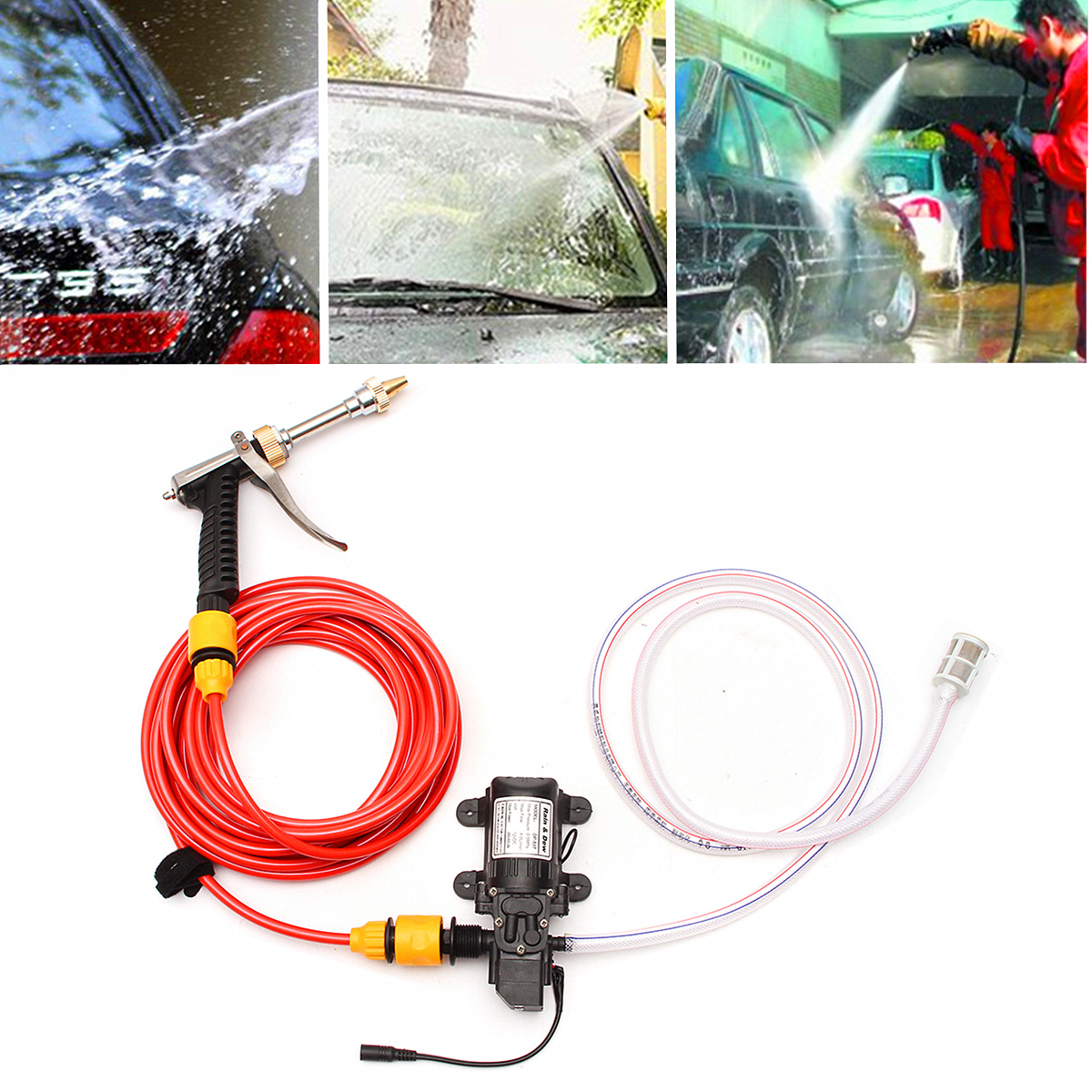 Draagbare Hoge Druk Mini Auto Wasmachine Thuis Type Hoge Druk Membraanpomp Water Zelfaanzuigende Wasstraat Pomp Met kits