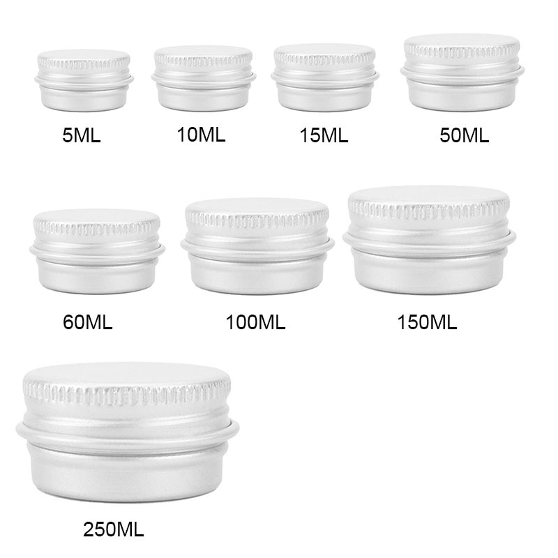 1PC 5ML-250ML Small Tin Packing box Refillable Containers Aluminum Cosmetic Storage Jars Cosmetic Screw Top Sample Containers