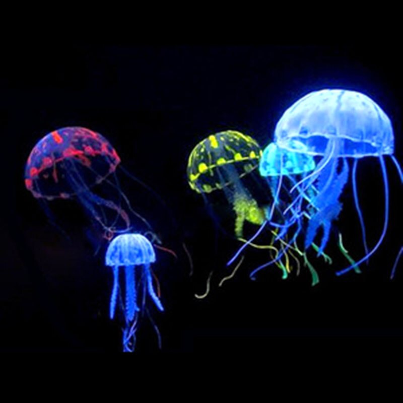de medusas artificiales de silicona con efecto brillante, accesorios para pecera, adorno de Medusa de acuario