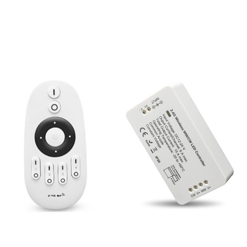 2.4G WWCW Controller,DC12V/DC24V,CCT and Brightness Adjustable,for CCT LED Strips,Spotlights,Rigid Bar light,Linear lights,Panel