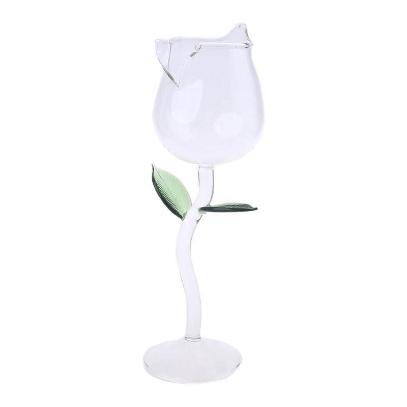 Wine Glass Rose Flower Shape Goblet Lead-Free Red Wine Cocktail Glasses Home Wed