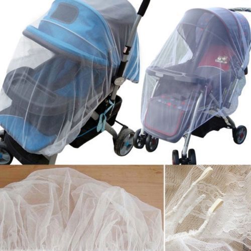 Crianças bonito carrinho de bebê pushchair mosquito inseto net malha segura buggy whtie capa para bebê infantil berço rede