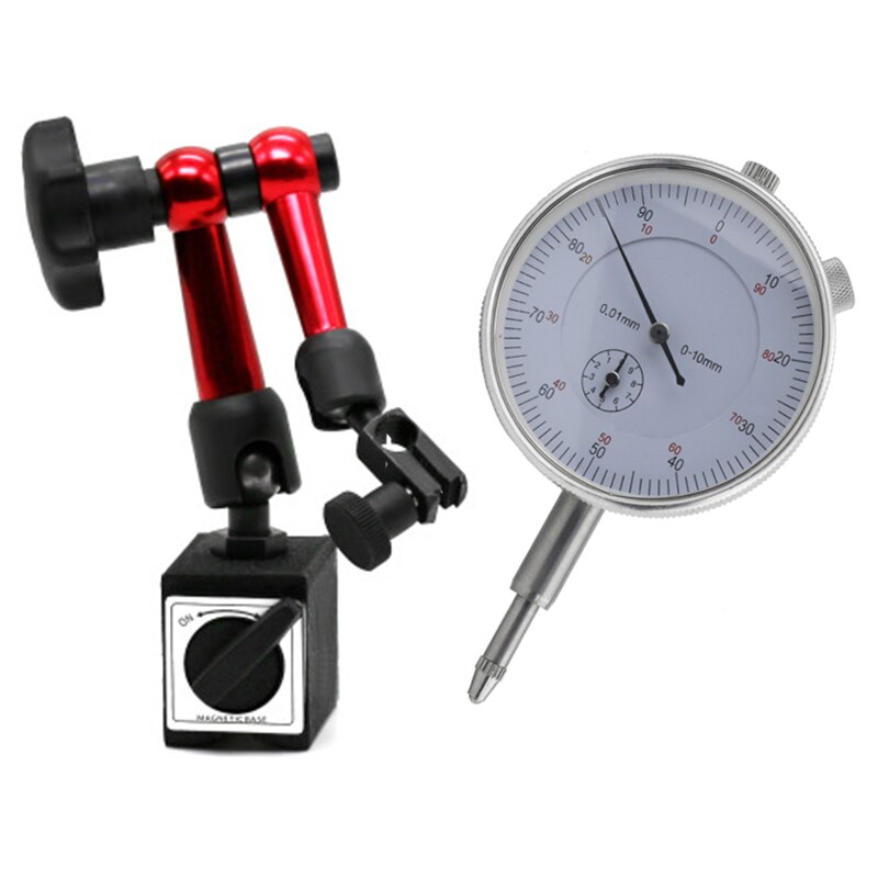 0.8mm Dial Test Indicator Gauge Universal Magnetic Base Holder Stand Table Scale 0-10mm dial Indicator Center Finder Measurement: 2in1 type A