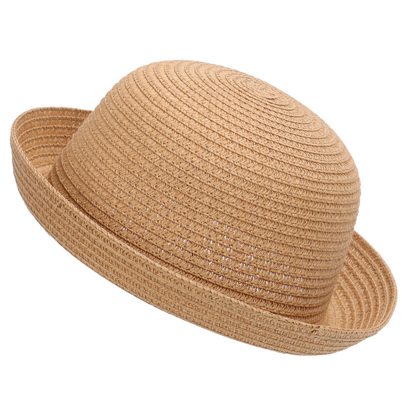 To barn stråpapir solhatt søte ører 2-5 år gutter jenter sommer vanlig strandhatt brun khaki elfenben oransje gul