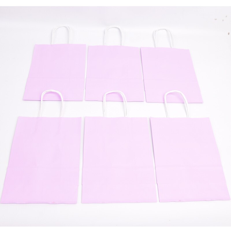 6 stk kraftpapirposer blå/lyserøde pastelposer slik regnbue pastel festdekoration baby shower: Lilla