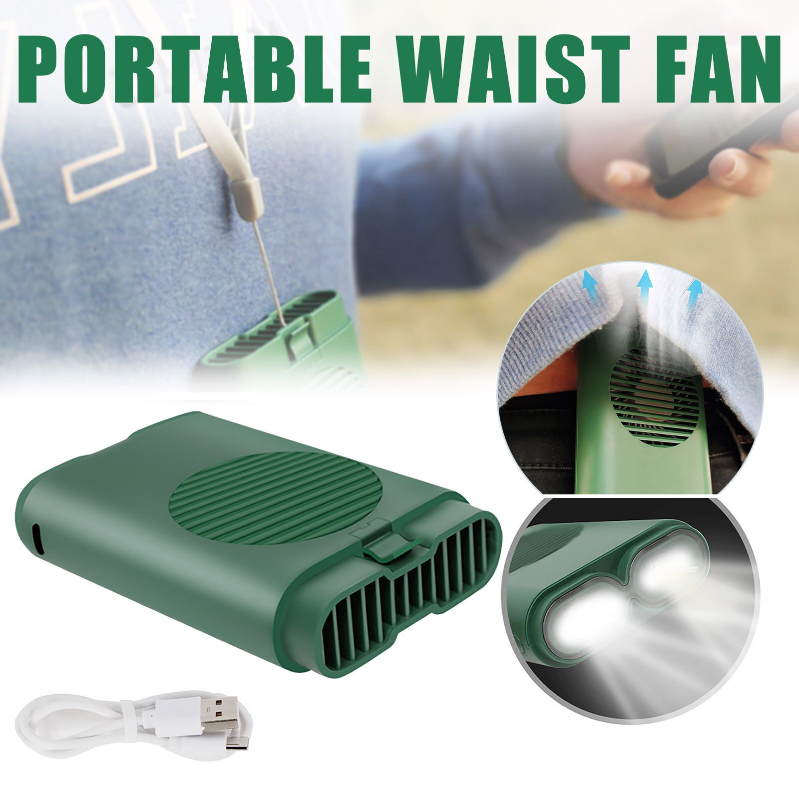 Usb Oplaadbare M8 Fan Outdoor Noodverlichting Zaklamp Draagbare Taille Ventilator Mini Handheld Fans Met Power Lange Levensduur Batterij