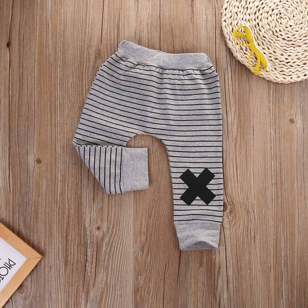 Calças de inverno do bebê menino harem calças crianças moda listrado dos desenhos animados adorável bebe queda bottoms elásticos calças soltas 0-2y