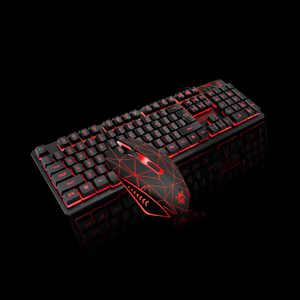 USB Wired Gaming Keyboard and Mouse Combo Waterproof 3 Color Backlit 2000DPI DPI Adjustable for Home Office