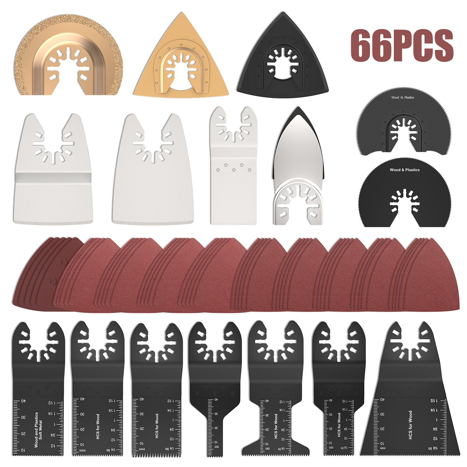 Ensemble de lames de scie oscillantes multi-outil 66 pièces pour outils électriques de rénovateur comme Fein Multimaster,Dremel, accessoires d'outils électriques: Default Title