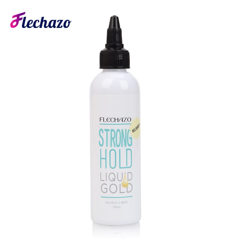 Flechazo Starker Halt, flüssiges Gold-Klebegel zur Sicherung von Lace-Front-Perücken, 100 ml, keine Rückstände, Spitzenschmelzkleber, Perücken tragen den täglichen Gebrauch