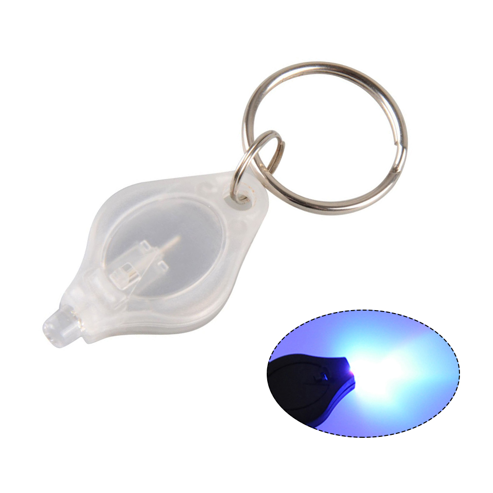 Mini llavero LED linterna Ultra brillante LED llavero pequeña llave portátil R-ing linterna de luz UV con gancho 5 carcasa de piezas al azar