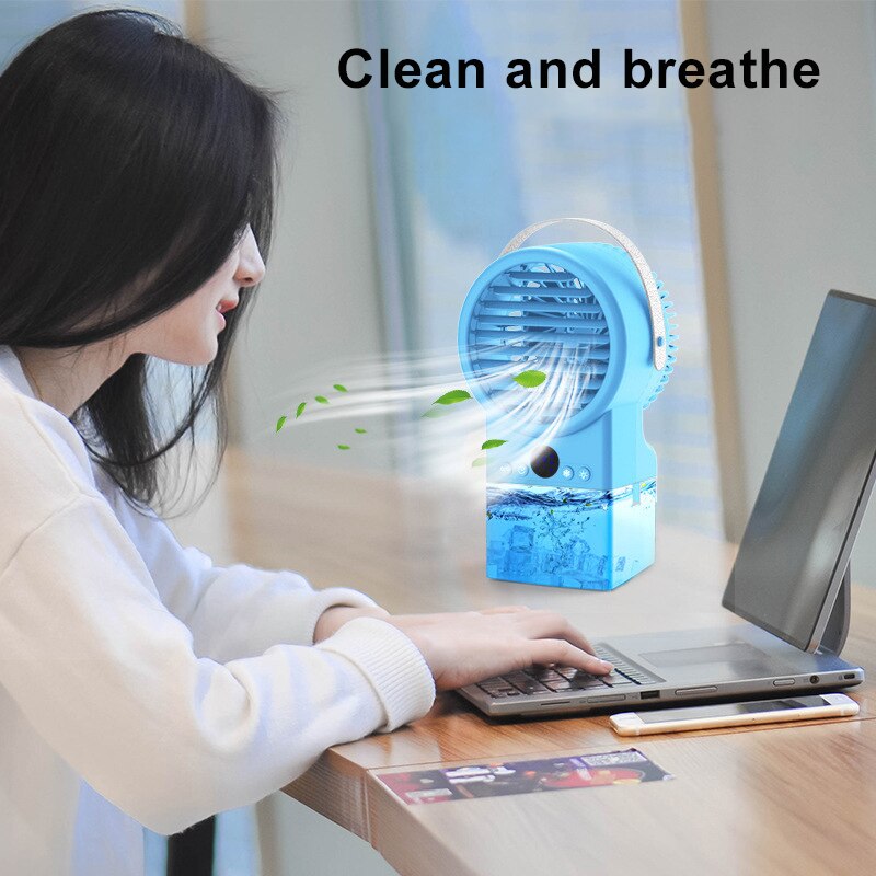 Mini Desktop Air Conditioning Fan Cooling Fan Small Air Cooling Fan Portable LED Light Water Cooling Fan HVAC Systems Parts TB