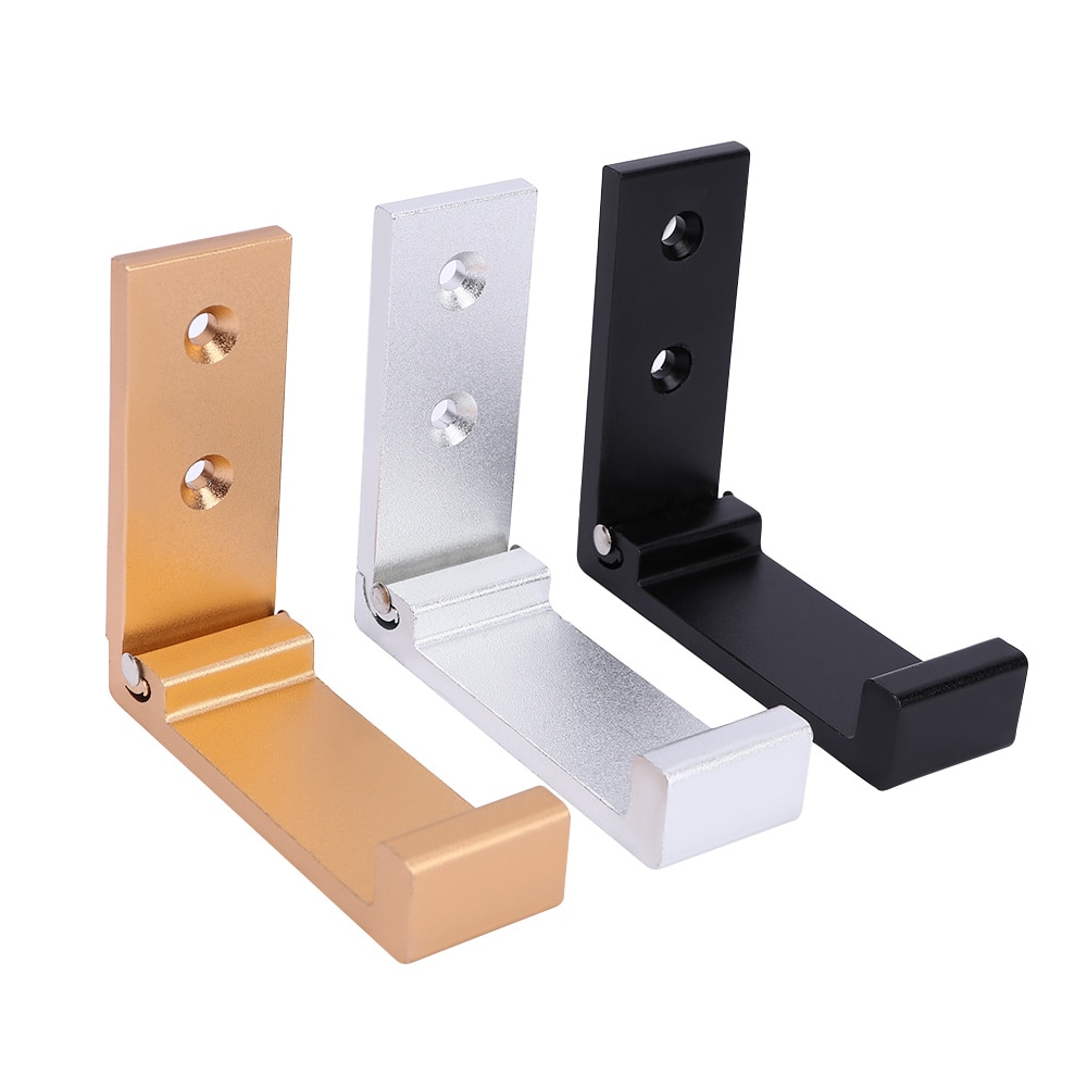 Soporte plegable para auriculares, colgador para auriculares, gancho de pared de aleación de aluminio, soporte para auriculares con tornillos adhesivos, ganchos para el baño, montaje en pared