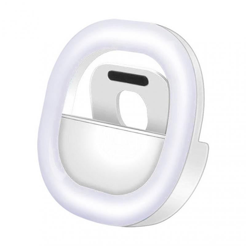 Selfie Led Ring Licht Invullen Voor IPhone12 Xr Pro Led Selfie Lamp 3 Niveaus Verlichting Lichtgevende Ring Clip Voor Iphone samsung Xiaomi: white