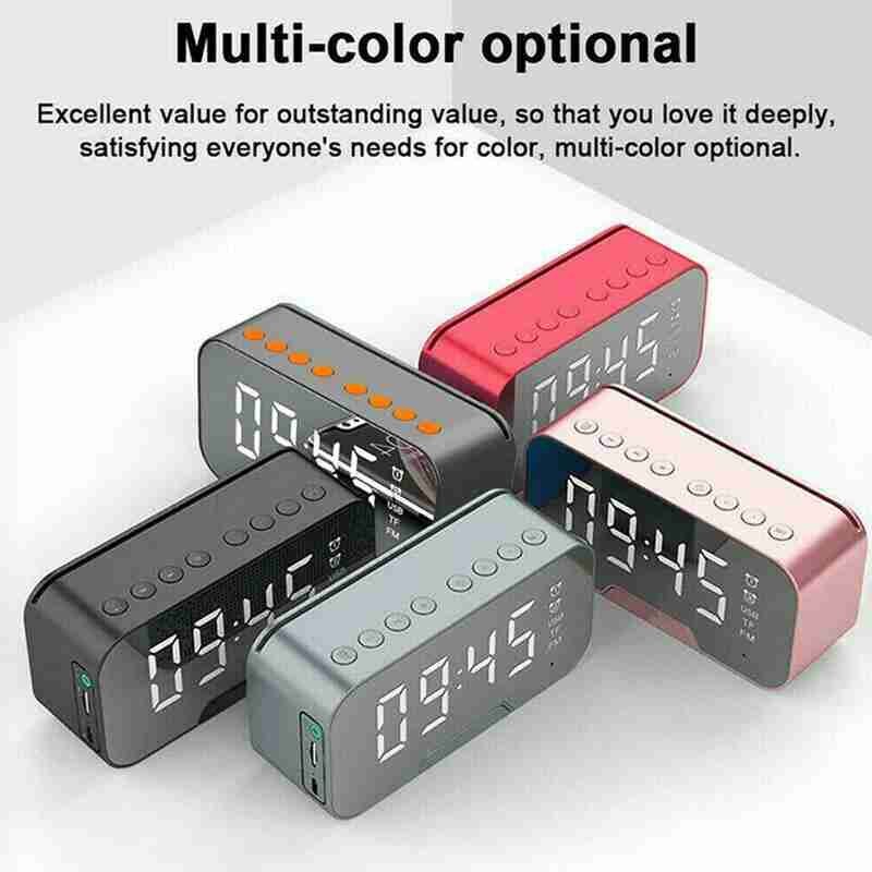 Portable Led Mirror Digital Alarm Clock Wireless Bluetooth Alarm Clock Speaker J8T4