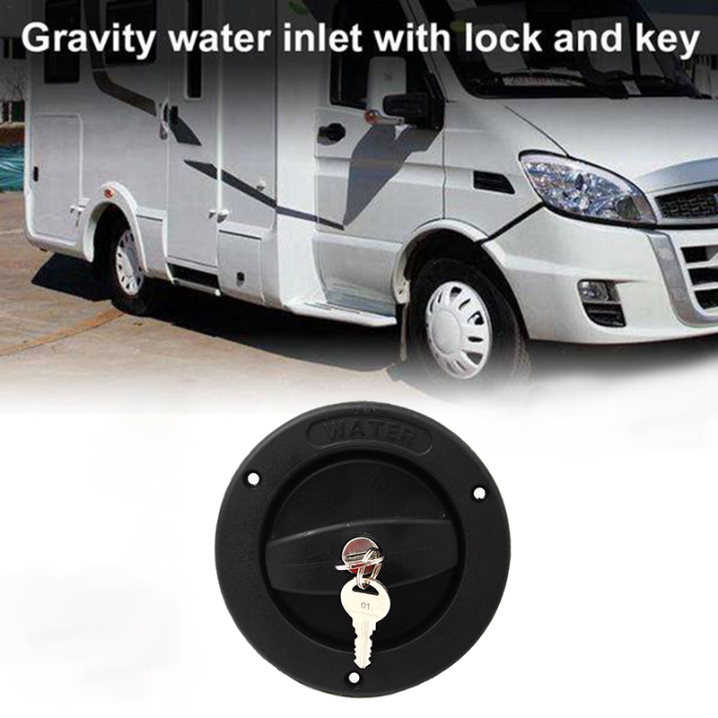 Car locking water inlet filler cap for rv motorhome caravan boat camper self build black: Default Title