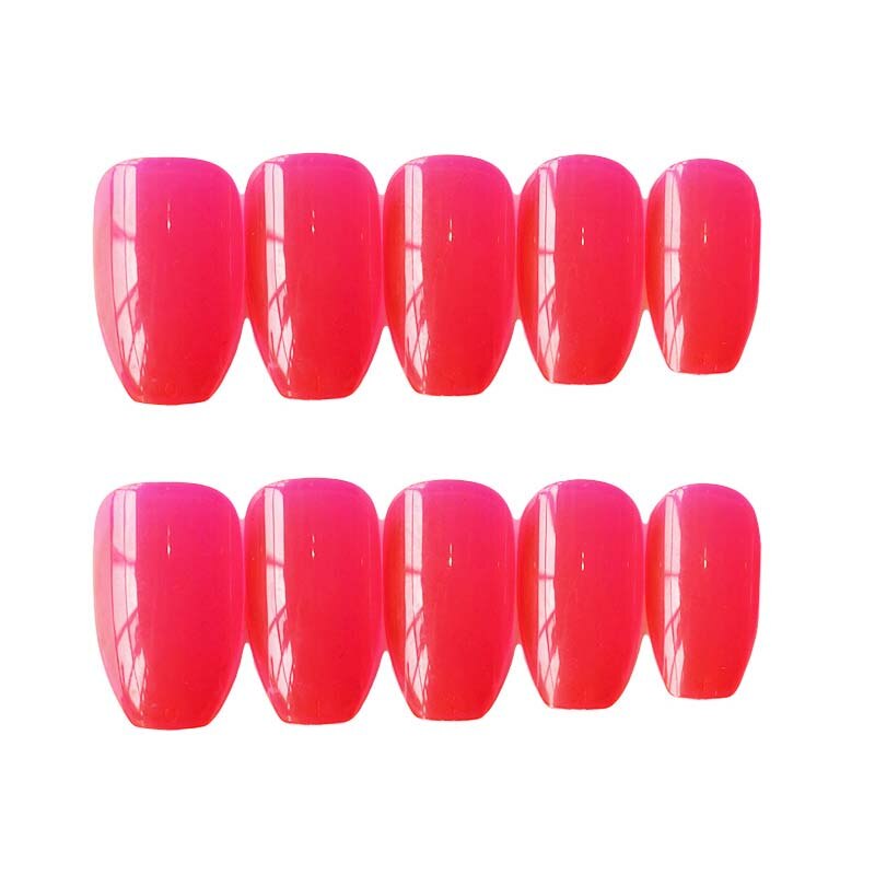 24 Stks/set Vrouwen Wearable Jelly Kleur Nep Nagels Druk Op Met 2G Lijm Vierkante Kop Nep Nagels Lange Roze nagels Nep Nagels Set: Default Title