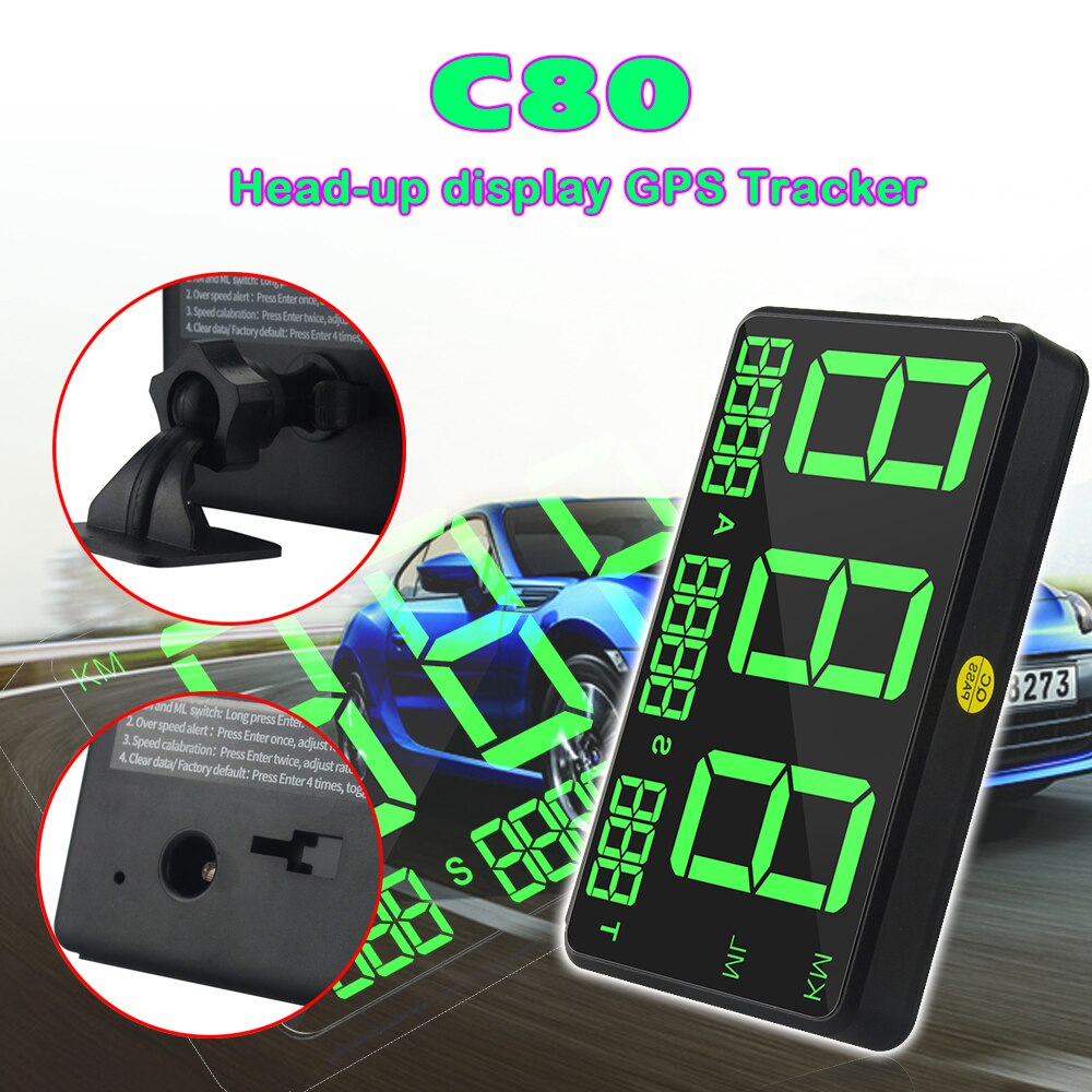 Digitale Auto GPS Snelheidsmeter C80 Overspeed alarm Grote scherm GPS Locator Compatibel met Alle Auto 'S en Vrachtwagens Hoogte display