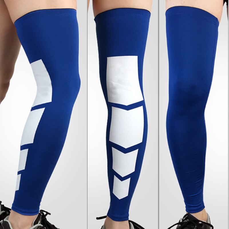 1pc elastische basketbal compressie mouwen been dij kuit knie brace ondersteuning beschermer hardloop beenwarmers fiets leggings: Blauw / Xl