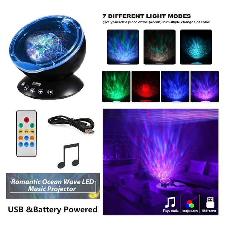 Meerdere Stars Sterrenhemel/Oceaan/Universe/Muziekspeler Romantische Led Nachtlampje Projector Kinderen Gaven Kinderen Slaapkamer night Lamp: Music Star Black