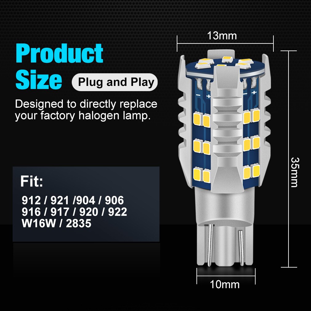 2Pcs T15 Led Licht W16W Led Canbus Geen Fout 912 921 WY16W Lamp Auto Backup Reverse Light Tail Auto lamp Amber Rood Wit 6000K