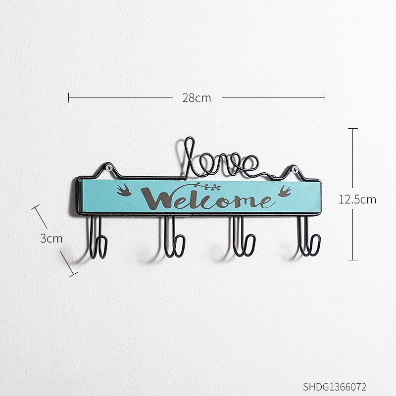 Rack Hooks Modern Silplicity Style Wooden Wall-mounted Shelving Coat Hook Storage Rack Home Decorative Key Hanger Coat Rack: Blue an Black-S