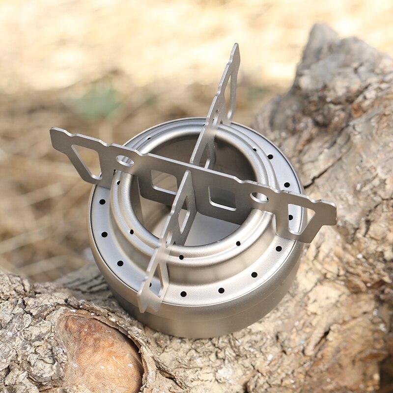 Tiartisan – Mini réchaud à alcool liquide, ultraléger, Portable, en titane, avec support, pour Camping et randonnée en plein air