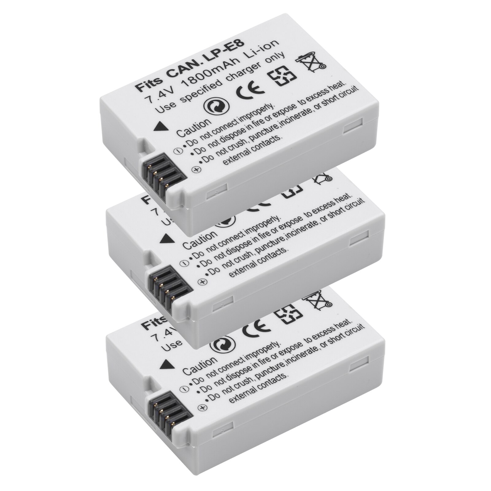 1800mAh LP-E8 LPE8 LP E8 Batterie Batterie AKKU + LCD Double Chargeur pour appareil photo Canon EOS 550D 600D 650D 700D X4 X5 X6i X7i T2i T3i: 3 Pcs Battery