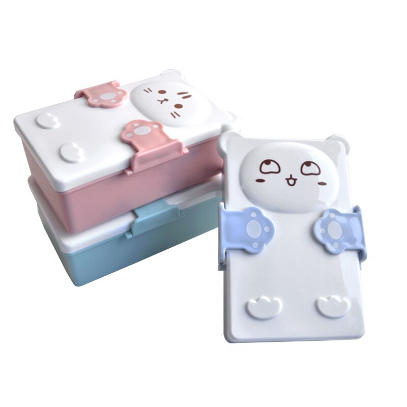 Cartoon Mooie Bento Dozen Dubbele Laag Plastic Sandwich Lunch Doos Voedsel Opbergdoos Magnetron Voor Kids Alimentaire Case