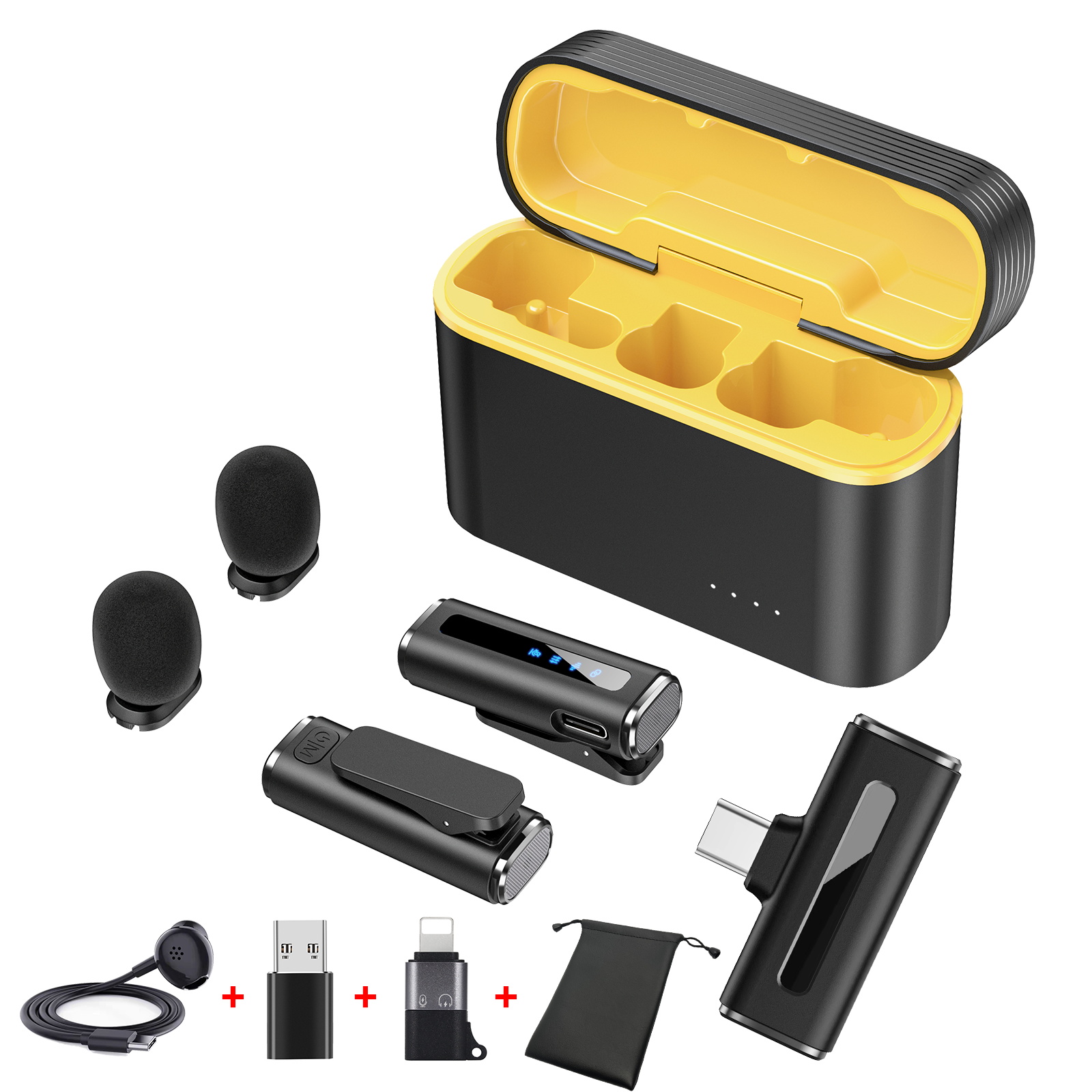 Lavalier Wireless Microphone for Phone Microphone with Charging Box Noise Reduction for Android IOS Recording Live: Default Title