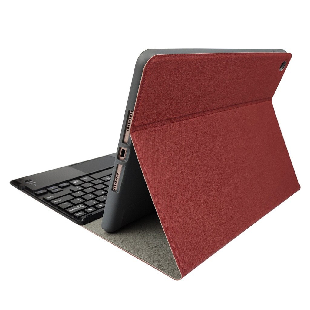 35# For iPad 10.2 inch Wireless Bluetooth Keyboard Case Stand Smart Slim Cover Bluetooth Keyboard PC Laptop Gaming Keyboard: Red