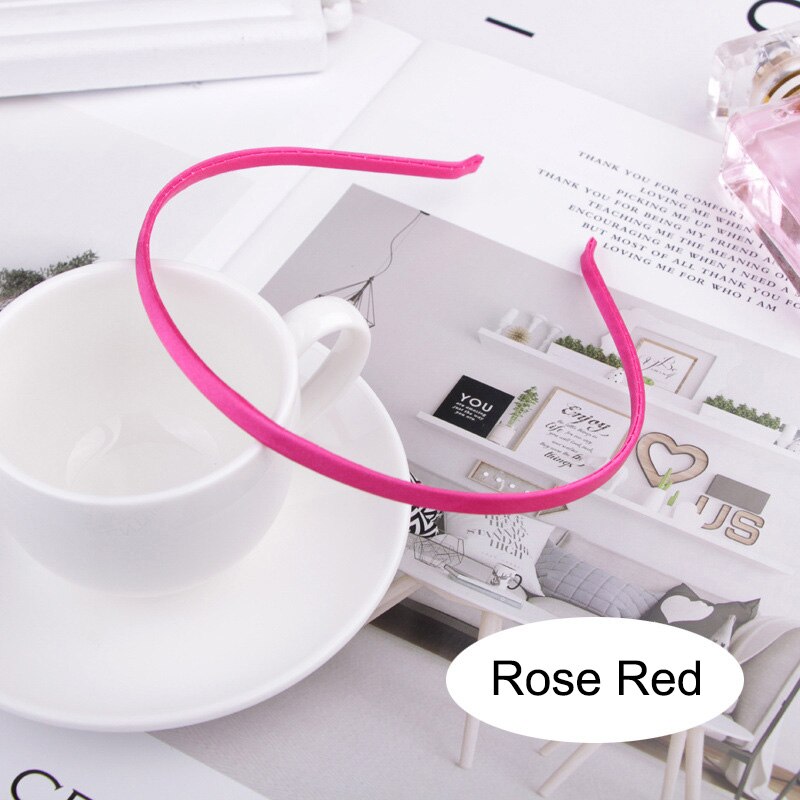 10 sztuk zwykły stałe 5MM satynowa pokryte żywicy Hairbands ze stali nierdzewnej pałąk akcesoria do włosów dla dorosłych dzieci prezent: rose red