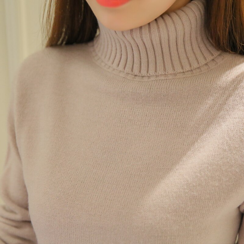 Autumn Winter Women Turtleneck Sweater Pullover Ladies Shirt Slim Casual Tops Warm Clothing Female Knitted Sweater